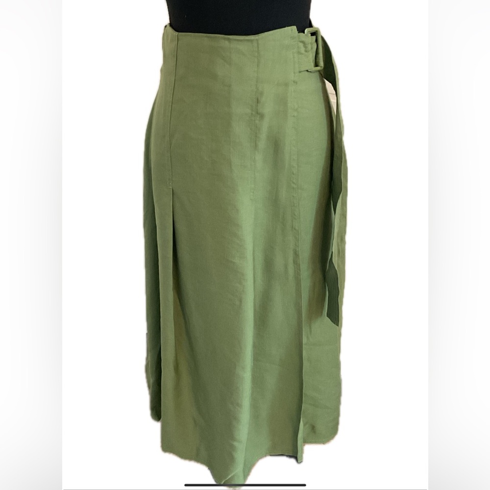 ARITZIA Wilfred Green Midi Linen mix Wrap Skirt.